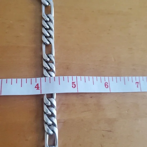 Men's Heavy 925 Sterling Figaro Link Chain Bracelet 48.9 grms - Picture 13 of 13